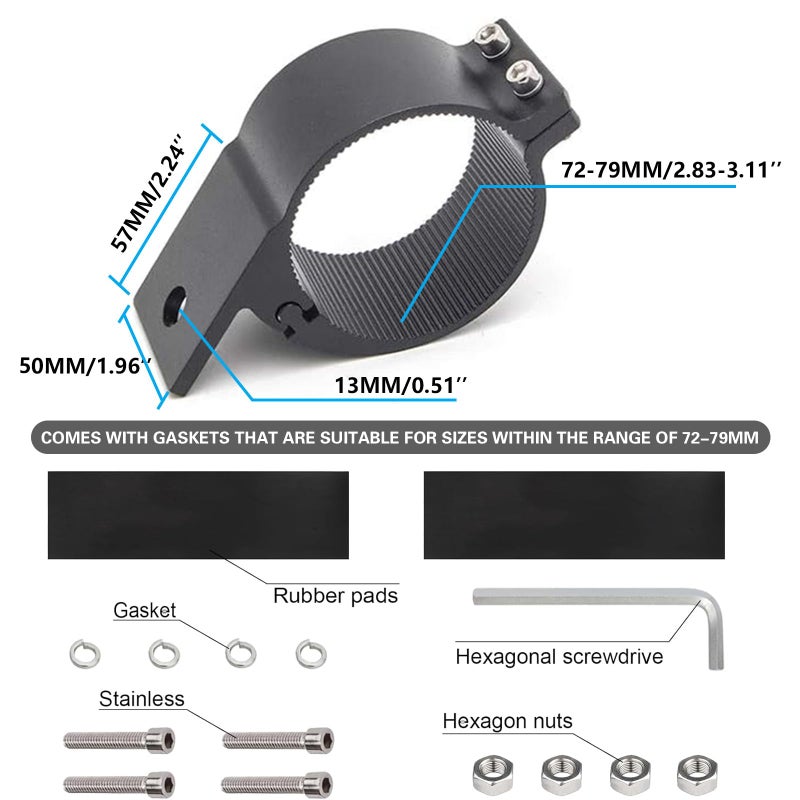 KMFCDAE Tube Clamp Mounting Bracket for 3 Inch Bull Bar Roof Rack Roll Cage Mounts LED Square Round Work Light & Light Bar (Adjustable Between 72-79mm/2.8-3.1inch ) - Image 2